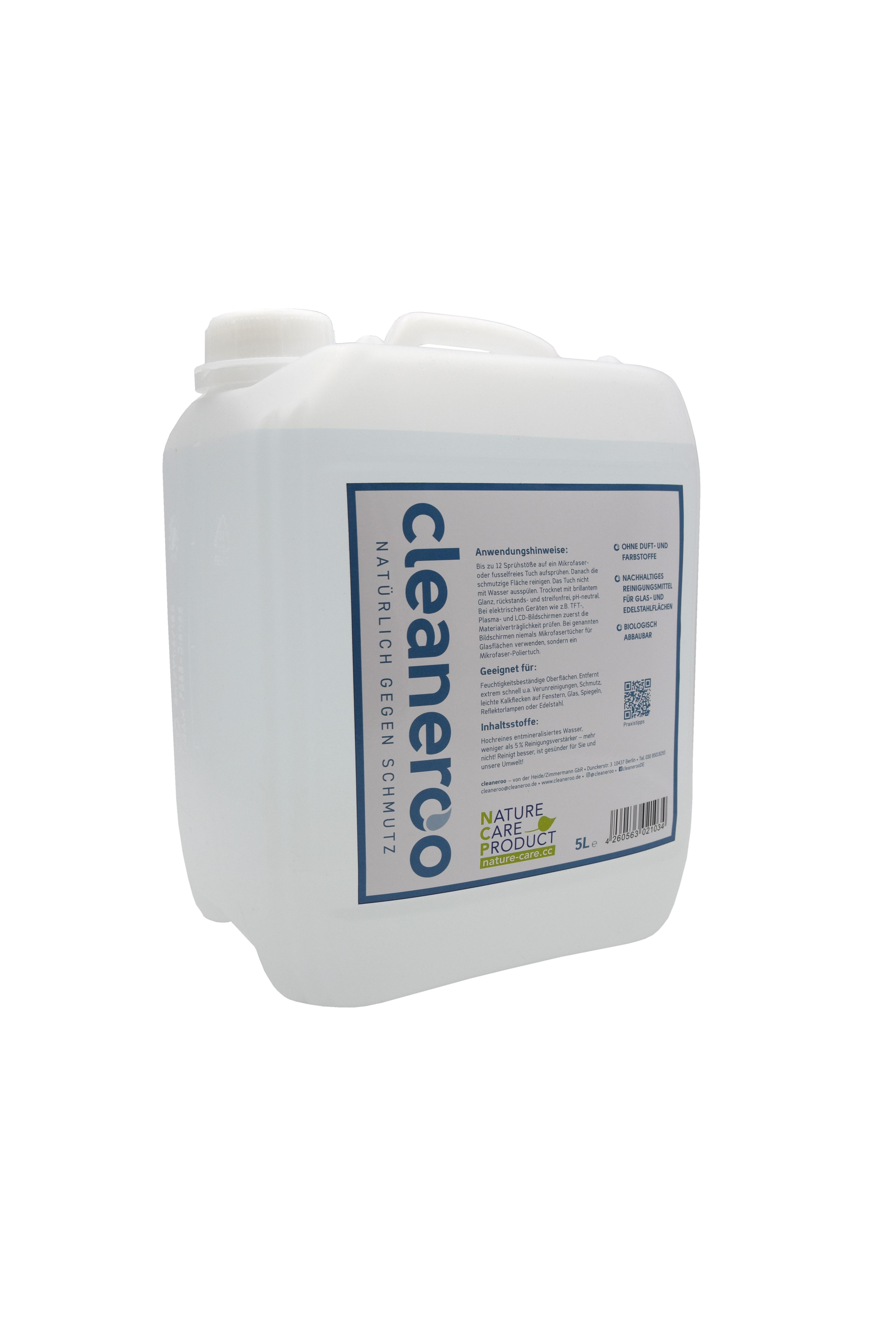 cleaneroo maintenance cleaner (blue) cleaneroo Unterhaltsreiniger blau, 5 l Kunststoffkanister mit Schraubverschluss, ohne Duft- und Farbstoffe