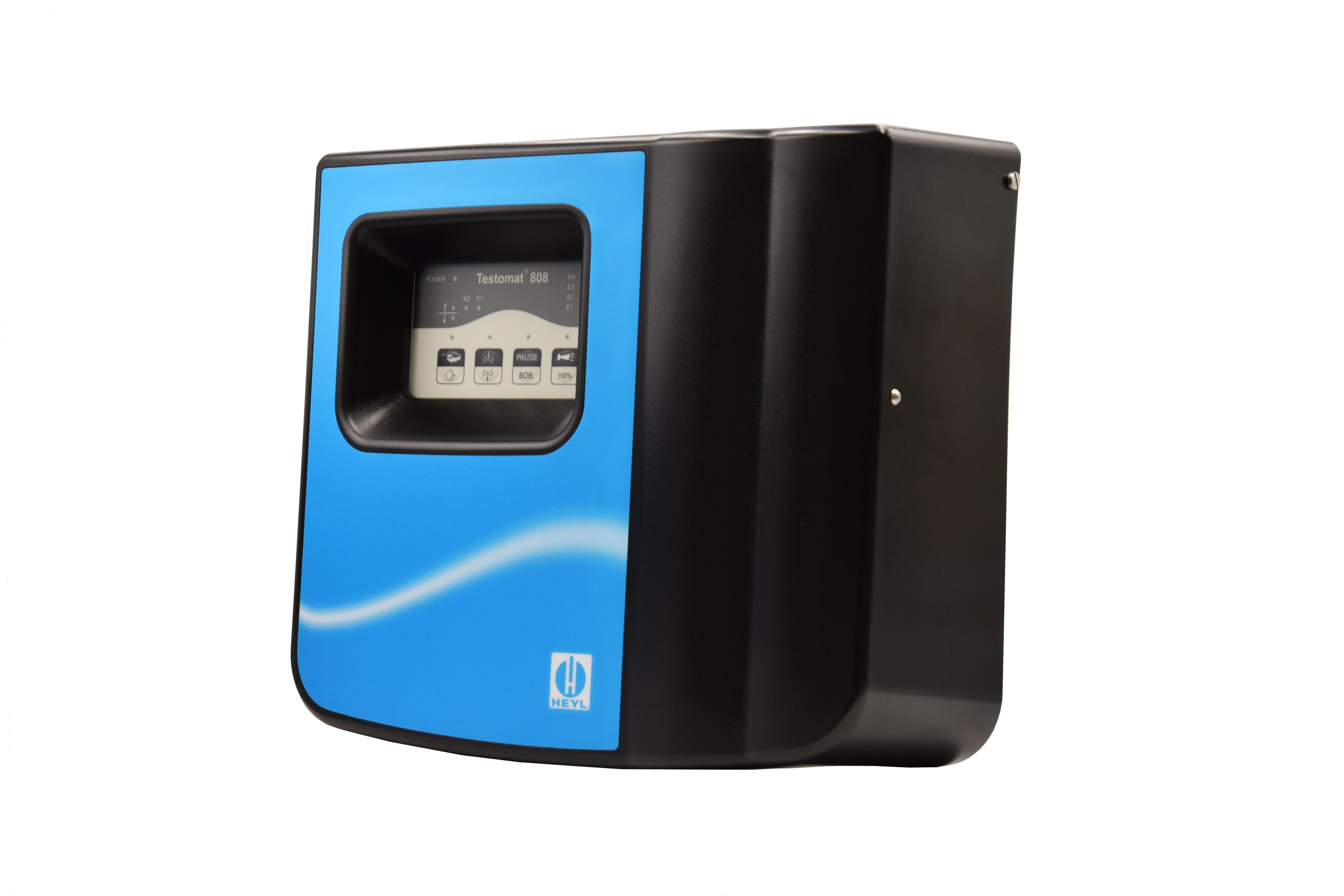 Testomat 808, right side with control panel edge and hose connection, modern measuring device, (D) 24 V/50-60 Hz 1 - 4 bar