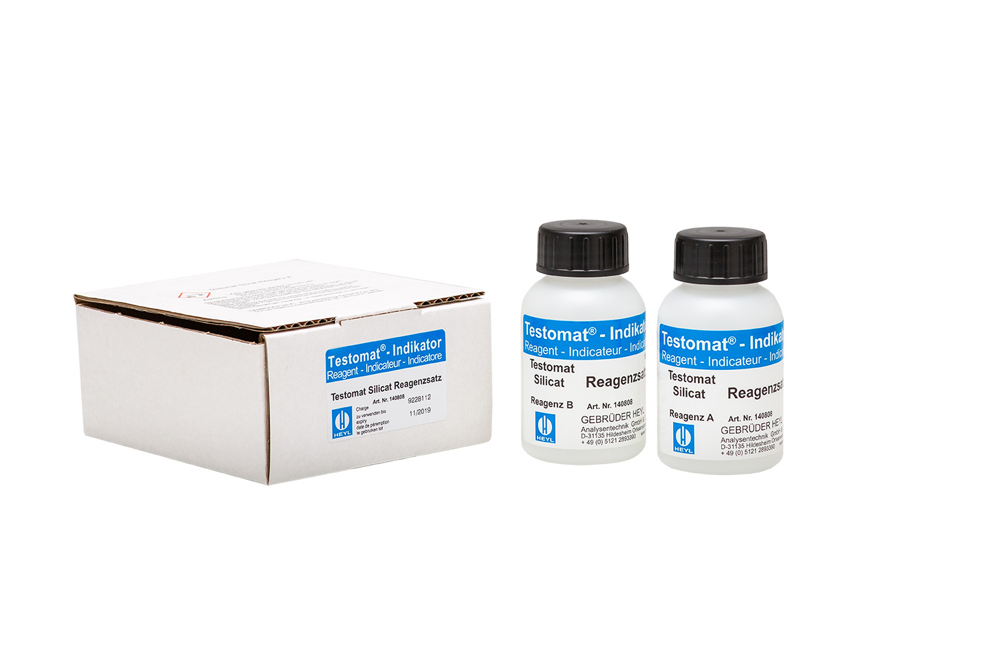 Testomat® 808 SIO2 Reagent set, reagents A 100 ml & B 100 ml Testomat® 808 SIO2 Reagenzsatz A+B, zwei 100 ml Flaschen, Silikatgehalt-Messung