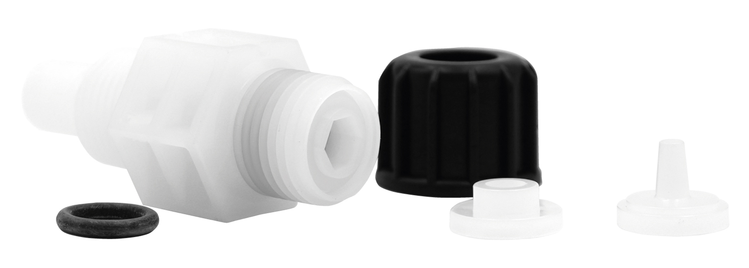 emec LOTUS MINI injection valve 1/2" emec LOTUS MINI Impfventil 1/2", Frontansicht des Impfventils, präzise Dosierung von Chlor und pH-Minus