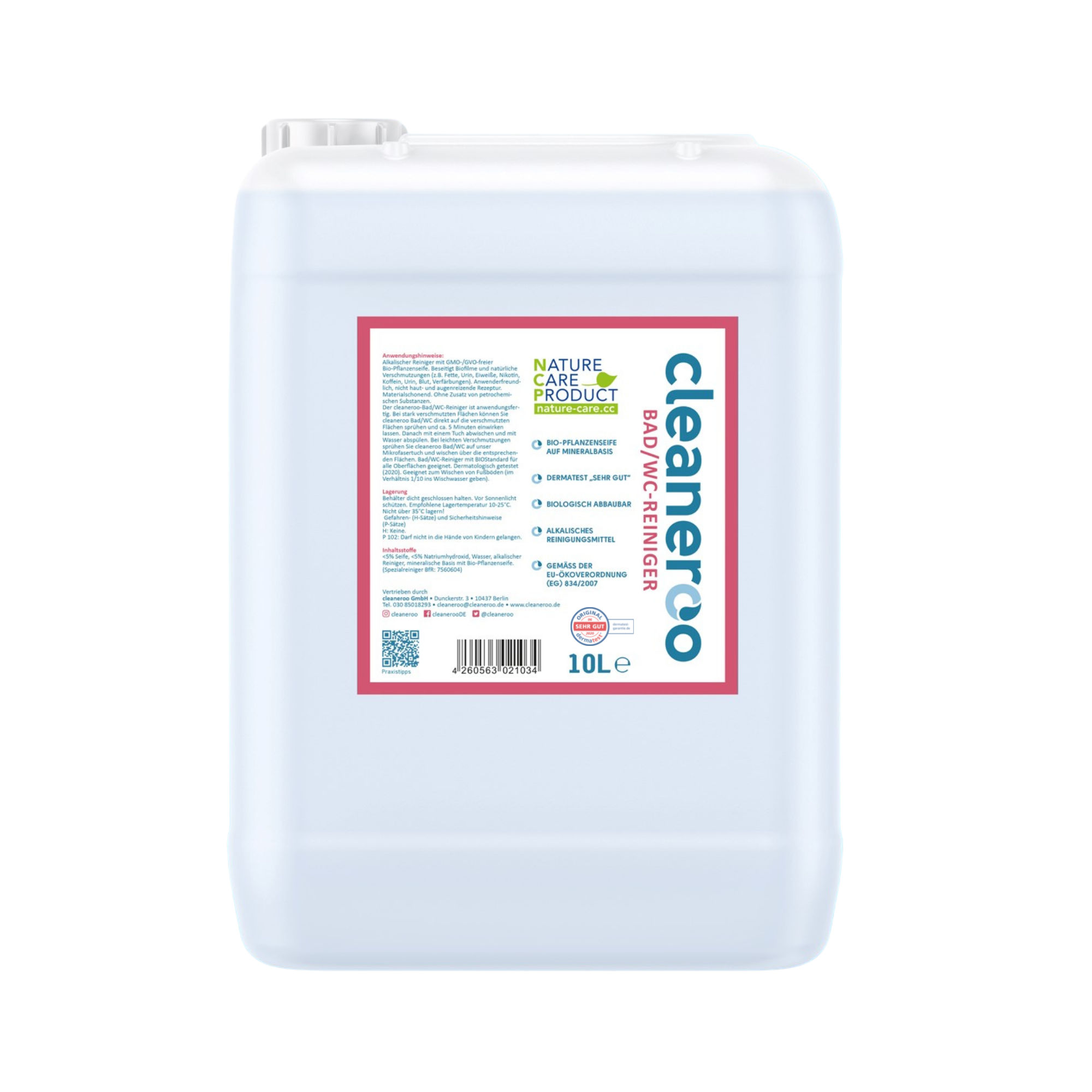 cleaneroo Bad- / WC Reiniger rot 10L, großer Kanister für Bad und WC Reinigung, biologisch abbaubar