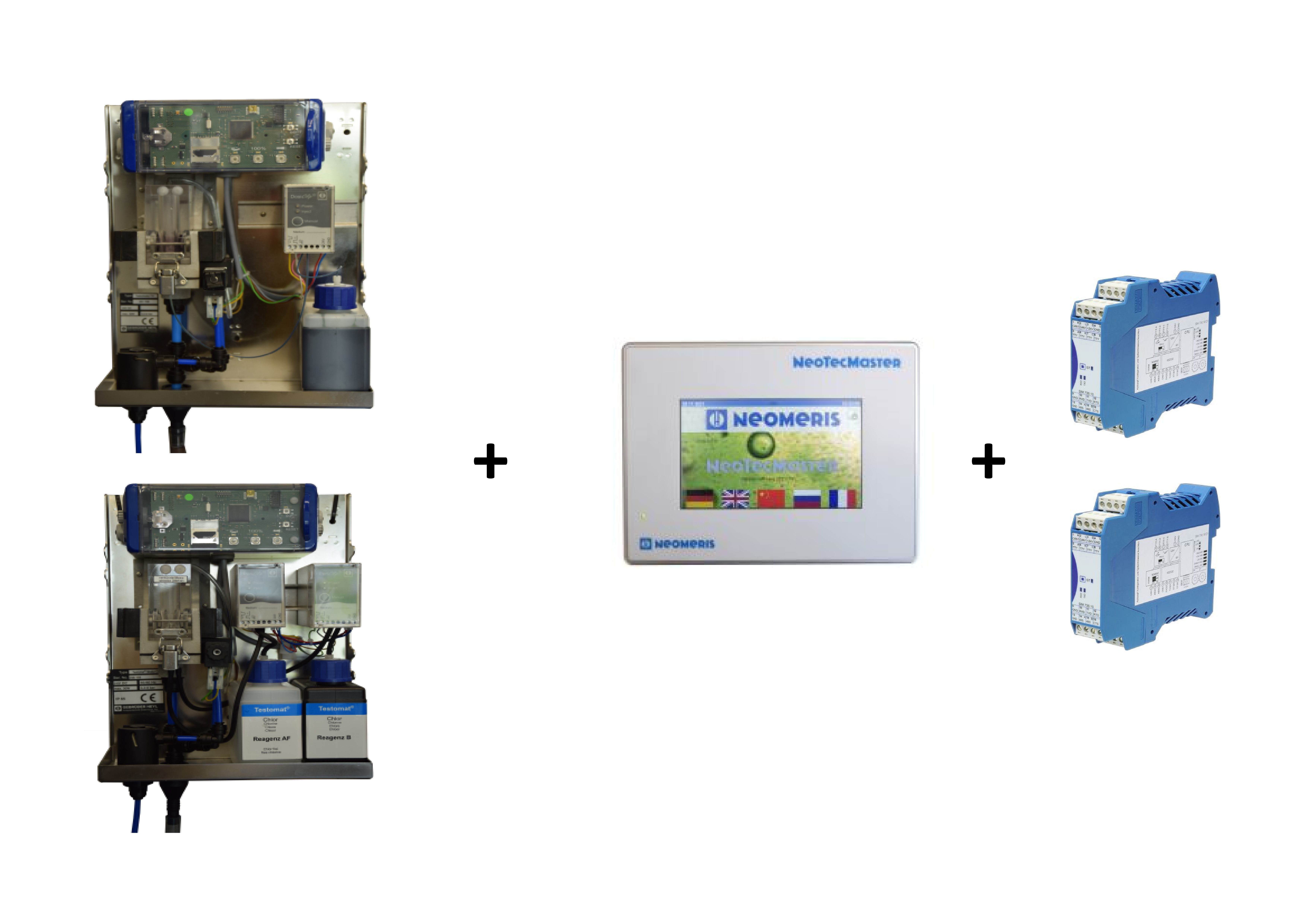 Testomat® LAB TH + LAB CL with NeoTecMaster® - value-added package Testomat LAB TH + LAB CL mit NeoTecMaster, Frontansicht, Komplettsystem zur Wasseranalyse