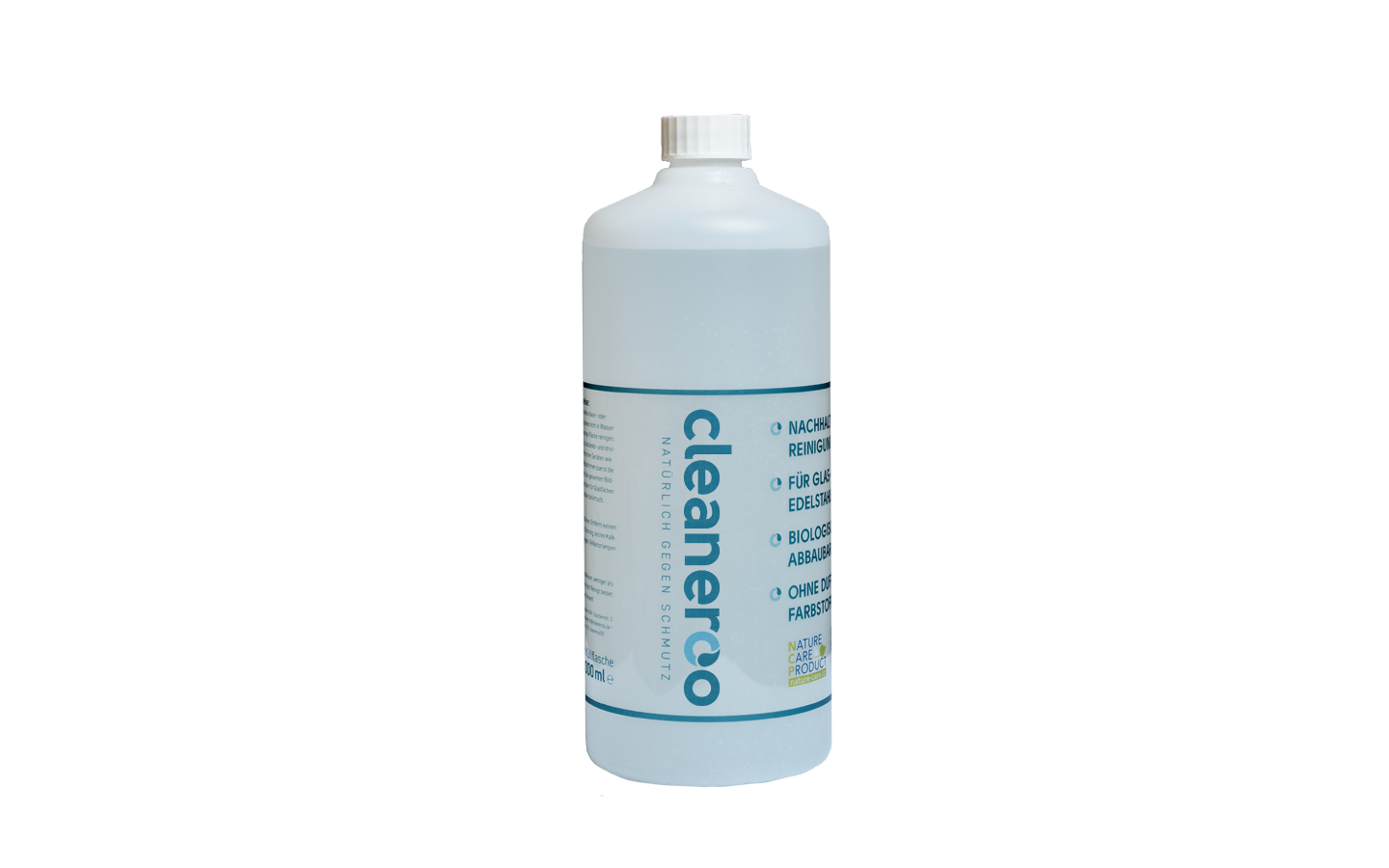 cleaneroo maintenance cleaner (blue) cleaneroo Unterhaltsreiniger blau, Frontansicht Flasche mit blauem Etikett, vegan und tierversuchsfrei