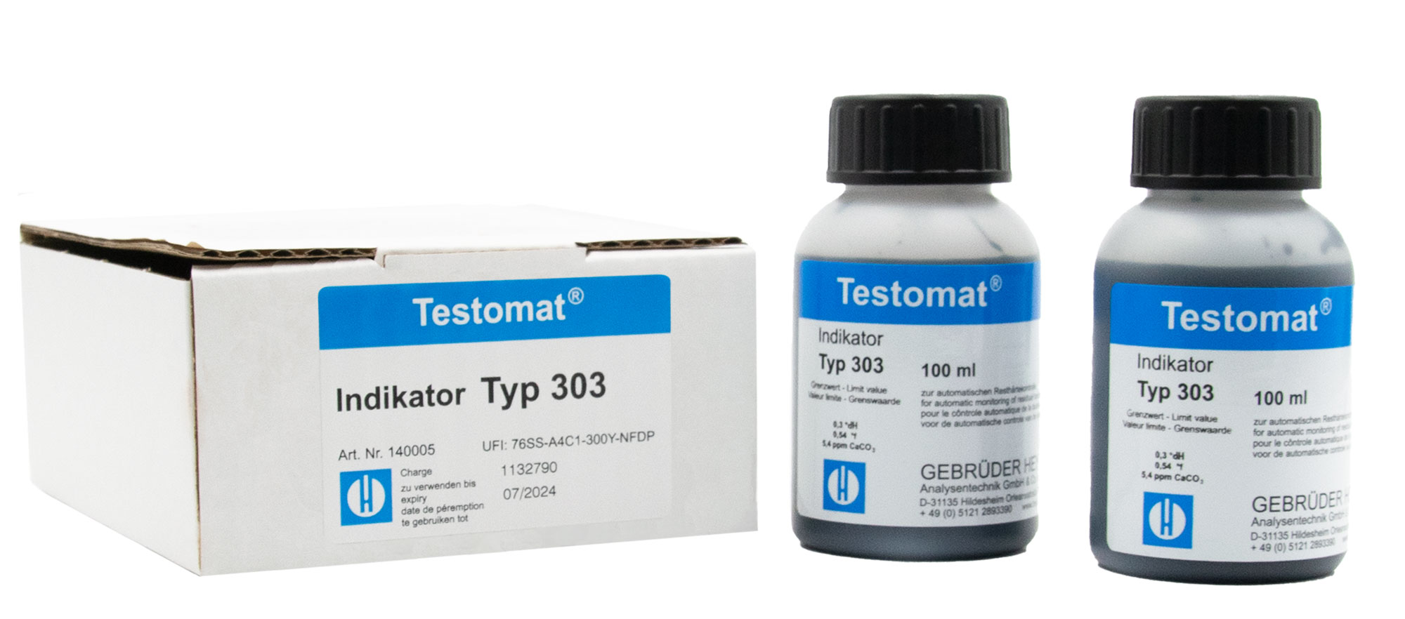 Testomat® 808 indicator 303 2 x 100 ml Testomat 808 Indikator 303 2 x 100 ml, zwei Flaschen mit schwarzem Schraubverschluss, Original-Testomat-Verpackung