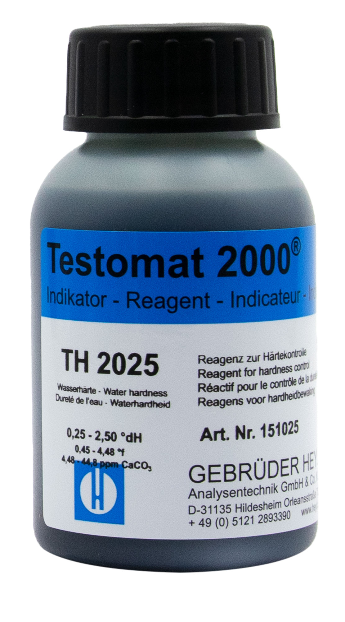 Testomat® Indikator TH2025 1x100 ml, Produktgebinde sichtbar, Messflaschen zur Resthärtebestimmung