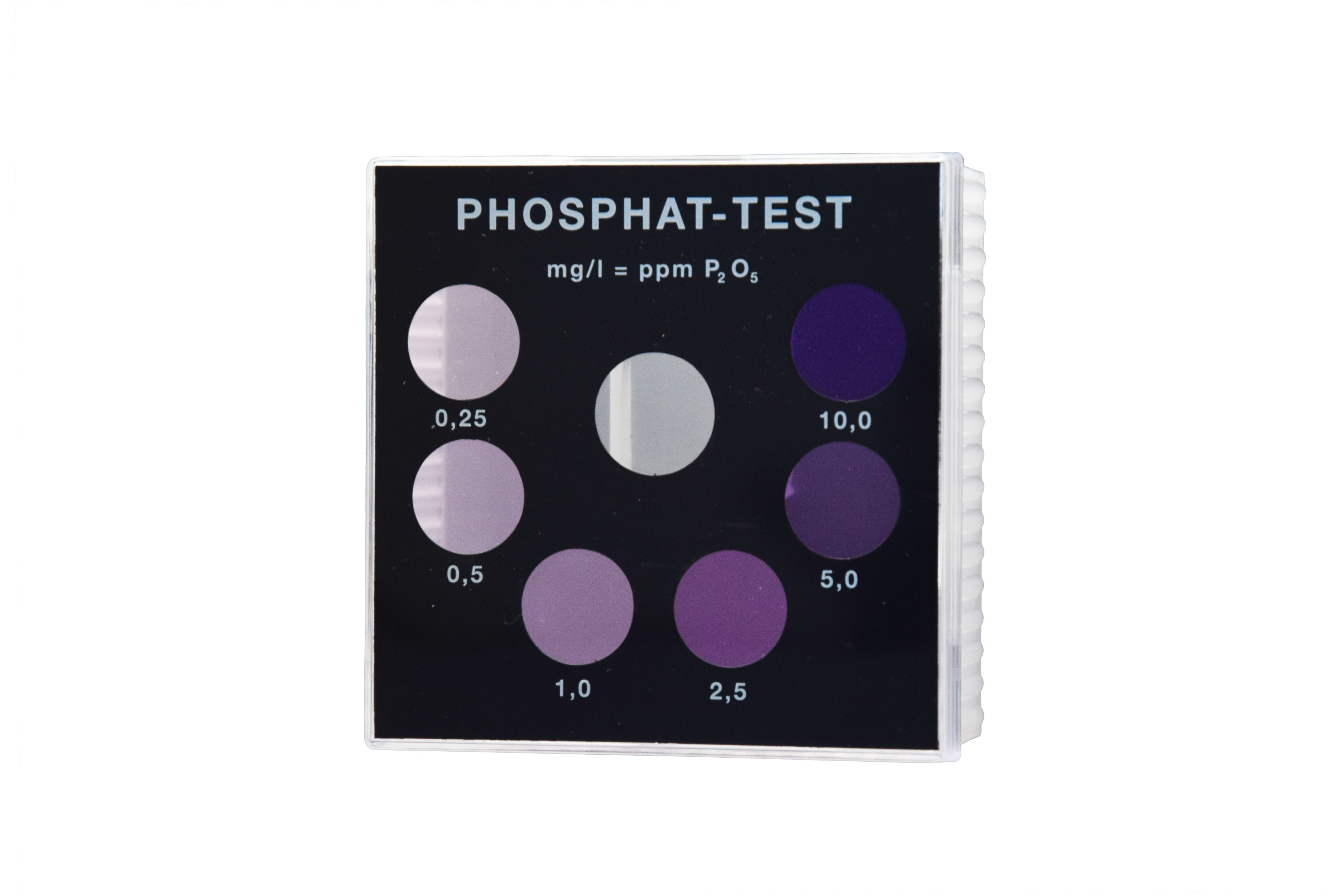 TESTOVAL® Colour Comparator: ORTHO-PHOSPHAT Phosphat – Farbvergleichsgerät Testoval, Farbskala mit 6 Farbtönen für Phosphatanalyse