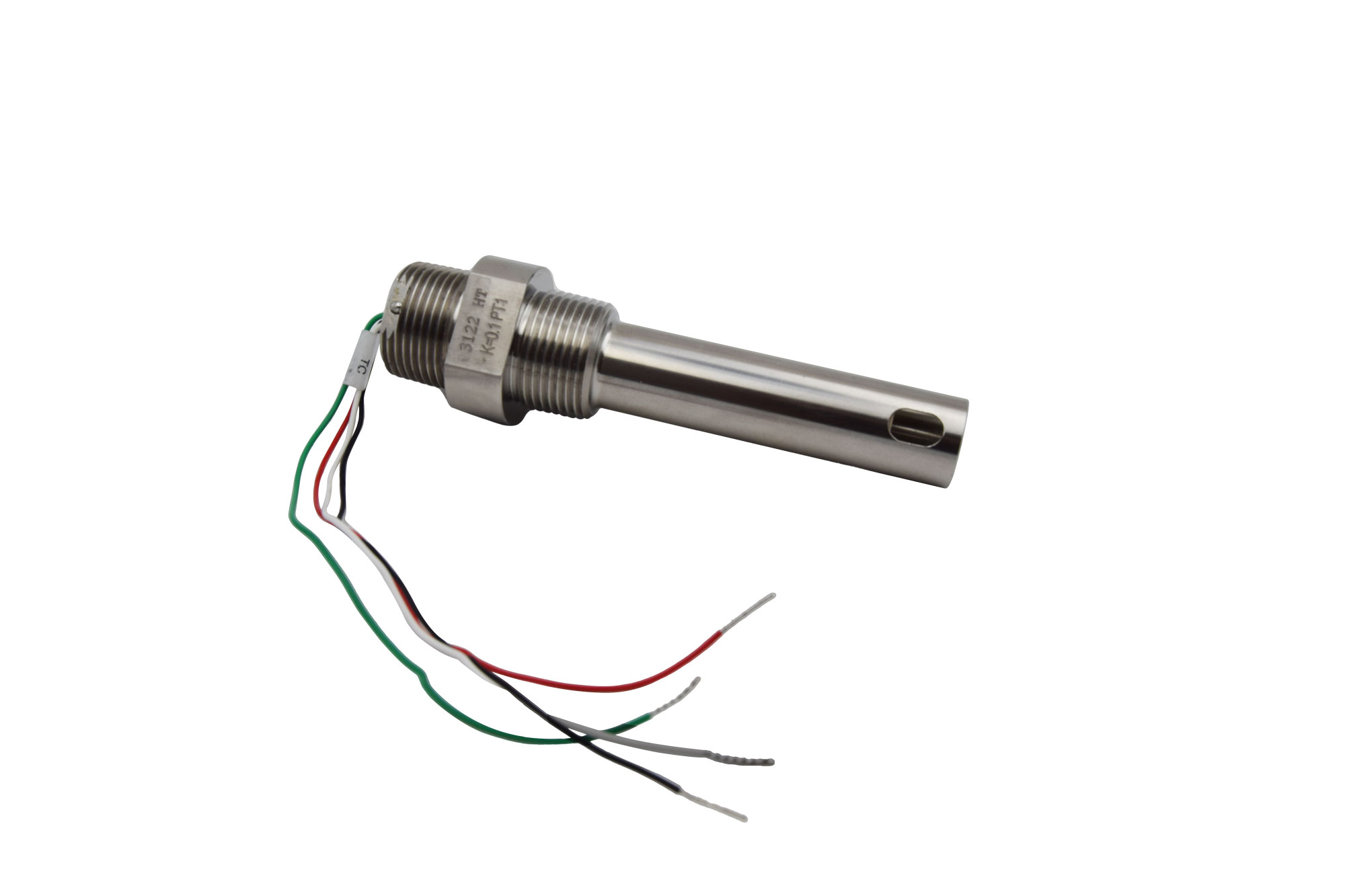 Select Edelstahl Leitfähigkeitssensor Frontansicht, langer Sensor für 1 Zoll T-Stück, Edelstahlgehäuse sichtbar, Hochtemperatursensor