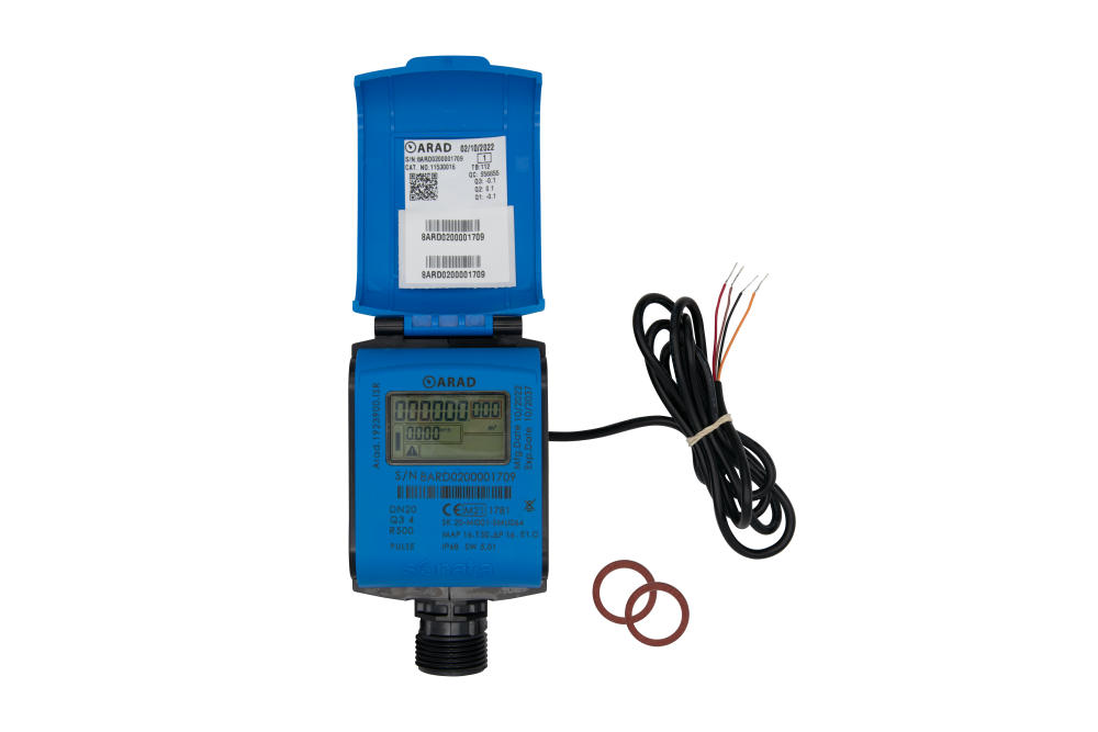 Ultrasone watermeter ARAD Sonata Ultraschall Wasserzähler ARAD Sonata Frontansicht mit digitalem Display