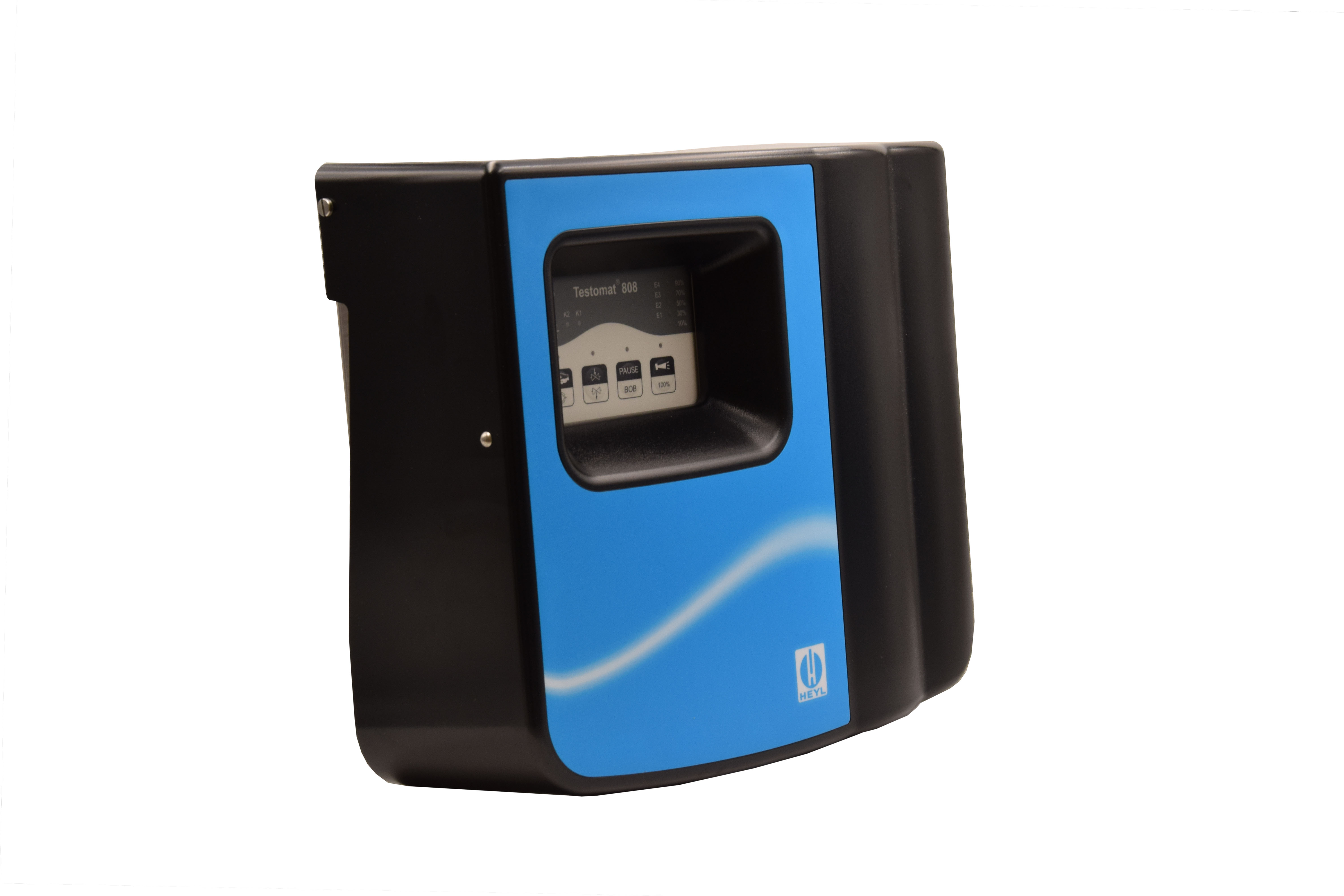 Testomat® 808, left side with visible connections and sturdy construction, for industrial water analysis, (D) 24 V/50-60 Hz 1 - 4 bar