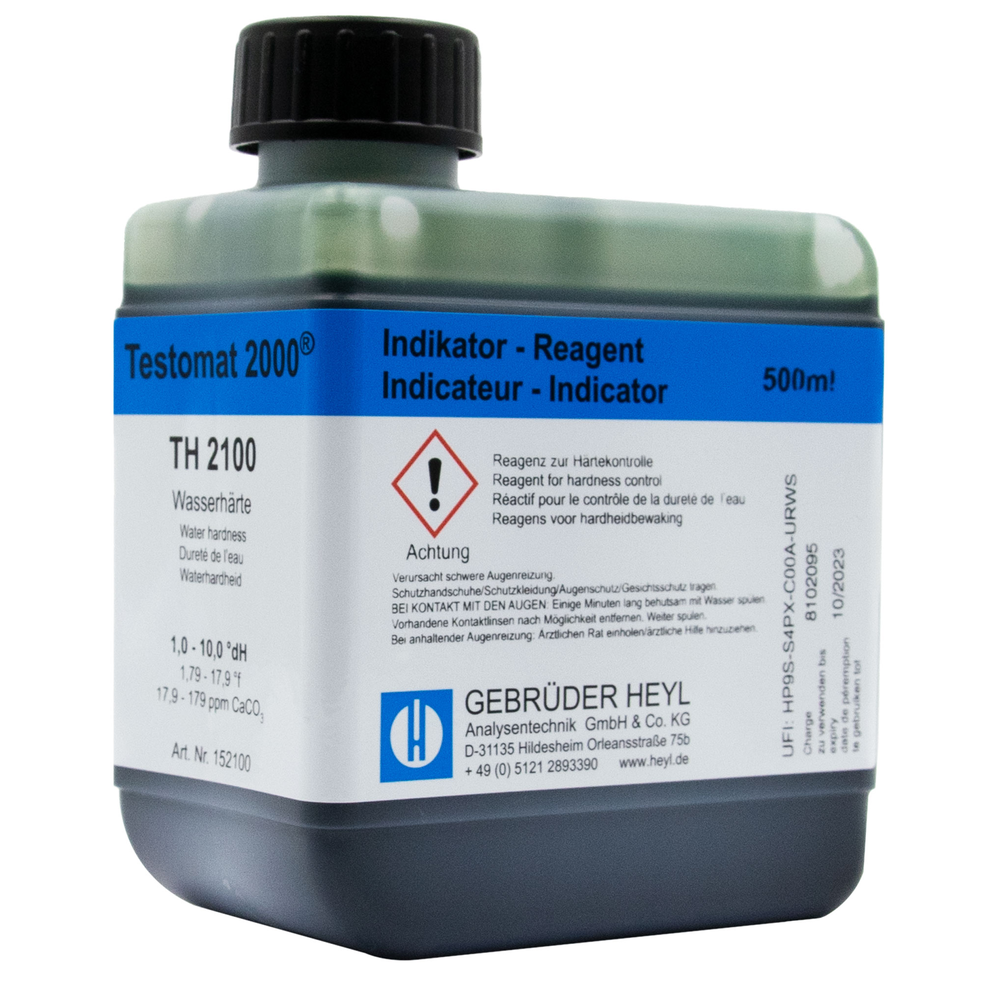 Testomat® Indikator TH2100 Flasche Seitenansicht mit Etikett